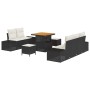 Conjunto de sofá de jardín con cojín 8 pcs Negro Poliratán