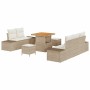 Conjunto de sofá de jardín con cojín 8 pcs Beige Poliratán