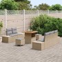 Conjunto de sofá de jardín con cojín 8 pcs Beige Poliratán