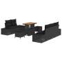 Conjunto de sofá de jardín con cojín 8 pcs Negro Poliratán