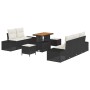 Conjunto de sofá de jardín con cojín 8 pcs Negro Poliratán