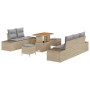Conjunto de sofá de jardín con cojín 8 pcs Beige Poliratán