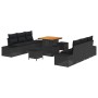 Conjunto de sofá de jardín con cojín 9 pcs Negro Poliratán