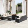 Conjunto de sofá de jardín con cojín 9 pcs Negro Poliratán