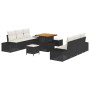 Conjunto de sofá de jardín con cojín 9 pcs Negro Poliratán