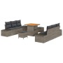Conjunto de sofá de jardín con cojín 9 pcs Gris Poliratán