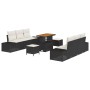Conjunto de sofá de jardín con cojín 9 pcs Negro Poliratán