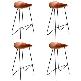Taburetes de cocina 4 unidades cuero auténtico marrón