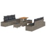 Conjunto de sofá de jardín con cojín 9 pcs Gris Poliratán