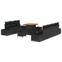 Conjunto de sofá de jardín con cojín 10 pcs Negro Poliratán