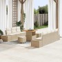 Conjunto de sofá de jardín con cojín 10 pcs Beige Poliratán