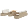Conjunto de sofá de jardín con cojín 10 pcs Beige Poliratán
