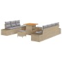 Conjunto de sofá de jardín con cojín 10 pcs Beige Poliratán