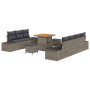 Conjunto de sofá de jardín con cojín 10 pcs Gris Poliratán