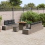 Conjunto de sofá de jardín con cojín 10 pcs Gris Poliratán