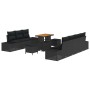 Conjunto de sofá de jardín con cojín 10 pcs Negro Poliratán
