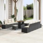 Conjunto de sofá de jardín con cojín 10 pcs Negro Poliratán