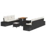 Conjunto de sofá de jardín con cojín 10 pcs Negro Poliratán