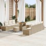 Conjunto de sofá de jardín con cojín 10 pcs Beige Poliratán