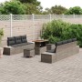 Conjunto de sofá de jardín con cojín 10 pcs Gris Poliratán