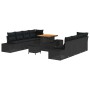 Conjunto de sofá de jardín con cojín 11 pcs Negro Poliratán