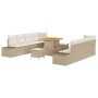 Conjunto de sofá de jardín con cojín 11 pcs Beige Poliratán