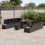 Conjunto de sofá de jardín con cojín 11 pcs Negro Poliratán