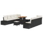 Conjunto de sofá de jardín con cojín 11 pcs Negro Poliratán