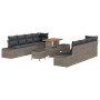 Conjunto de sofá de jardín con cojín 11 pcs Gris Poliratán