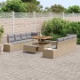 Conjunto de sofá de jardín con cojín 11 pcs Beige Poliratán