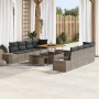 Conjunto de sofá de jardín con cojín 11 pcs Gris Poliratán