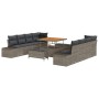 Conjunto de sofá de jardín con cojín 11 pcs Gris Poliratán