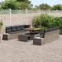 Conjunto de sofá de jardín con cojín 11 pcs Gris Poliratán