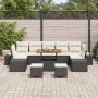 Conjunto de sofá de jardín con cojín 10 pcs Negro Poliratán