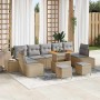 Conjunto de sofá de jardín con cojín 10 pcs Beige Poliratán