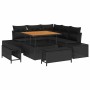 Conjunto de sofá de jardín con cojín 8 pcs Negro Poliratán