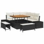 Conjunto de sofá de jardín con cojín 8 pcs Negro Poliratán