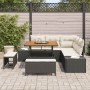 Conjunto de sofá de jardín con cojín 8 pcs Negro Poliratán