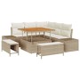 Conjunto de sofá de jardín con cojín 8 pcs Beige Poliratán