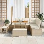 Conjunto de sofá de jardín con cojín 8 pcs Beige Poliratán