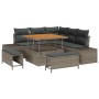 Conjunto de sofá de jardín con cojín 8 pcs Gris Poliratán