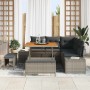Conjunto de sofá de jardín con cojín 8 pcs Gris Poliratán