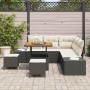 Conjunto de sofá de jardín con cojín 8 pcs Negro Poliratán