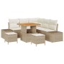 Conjunto de sofá de jardín con cojín 8 pcs Beige Poliratán