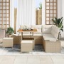 Conjunto de sofá de jardín con cojín 8 pcs Beige Poliratán