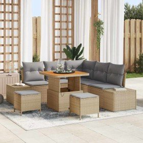 Conjunto de sofá de jardín con cojín 8 pcs Beige Poliratán en Conjuntos de jardín | Comprar online en Foro24