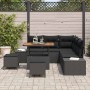Conjunto de sofá de jardín con cojín 8 pcs Negro Poliratán