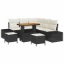 Conjunto de sofá de jardín con cojín 8 pcs Negro Poliratán