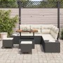 Conjunto de sofá de jardín con cojín 8 pcs Negro Poliratán