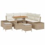 Conjunto de sofá de jardín con cojín 8 pcs Beige Poliratán